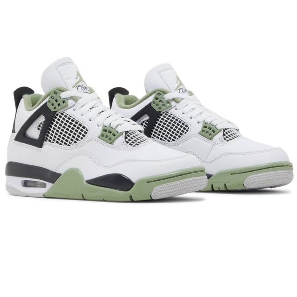 Nike Women’s Air Jordan 4 “Oil Green” Seafoam Basketball Shoe Sneaker - Picture 12 of 16
